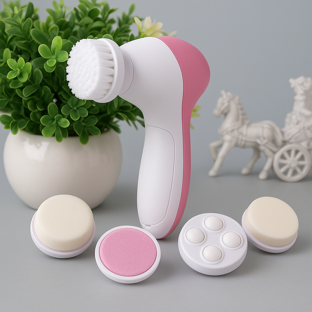 Brosse de Soin & Massage du Visage 5 en 1 – Peau Nette & Éclatante