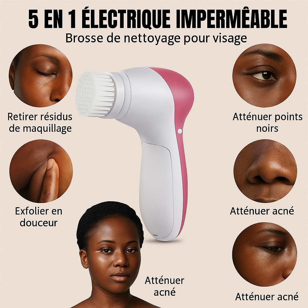 Brosse de Soin & Massage du Visage 5 en 1 – Peau Nette & Éclatante