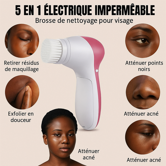 Brosse de Soin & Massage du Visage 5 en 1 – Peau Nette & Éclatante
